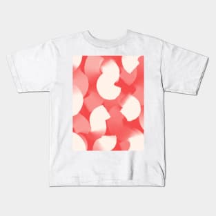 Coral and White, Abstract Wide Brush Stroke Style Kids T-Shirt